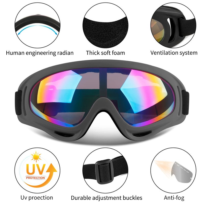 COOLOO Ski Goggles, 2 Pack Snow Goggles Snowboard Goggles for Men Women Kids - UV Protection Foam Anti-Scratch Dustproof - Image 2